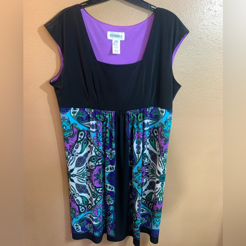 🏷️Limited Sale🏷️Studio I Black Blue Purple Paisley Dress - 14
